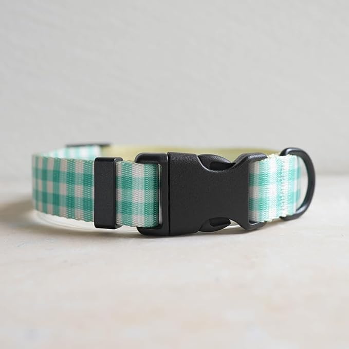Dog Collars for Medium Dogs - Safety Buckle Durable Plastic Light-Weight, Girl Boy Dogs Collar for Medium Dog Collar with Plaid Patterns Soft Adjustable (Green Plaid, M)