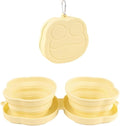 Large Dog Bowl Collapsible Dual Pet Bowl Flip Over Foldable Travel Food & Water Bowls for Dogs & Cats, Lightweight Portable 2-in-1 Double Feeder, 16.9 oz Each Bowl (Yellow)