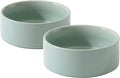 Ceramic 5.1inch Set of 2 Dog and Cat Bowls, 2pcs Anti-Slip Food and Water Feeder Dishes for Puppies, Kitties, Cats(2 Bowls, Light Green)