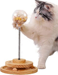 Marchul Cat Ball Toy with Treat Ball, Kitten Treat Dispenser with Roller Track Catnip Balls, Interactive Cat Toys Wooden for Indoor Kitten, Food Toy with Automatic Slow Feeder
