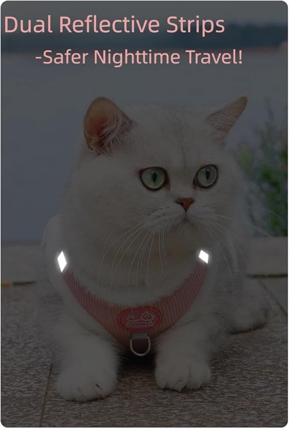 Dog Harness and Leash Set-No Pull No Choke Step-in Pet Harness for Cold Weather Lightweight Adjustable Cat Harness Warm Plush Puppy Vest with Hook & Loop Fastener Buckles D-Rings-Lightorange-M
