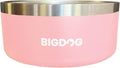 BigDog Dog Bowls, Dog Bowls for Large Dogs, Stainless Steel Dog Bowls, No Spill Dog Bowls, Dog Food and Water Bowl (64 Ounce, Pink)
