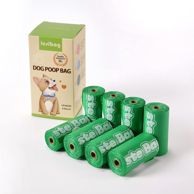 Dog Poop Bags, 120 Count Extra Thick and Leak-proof Waste Bags for Pets, 9 x 13 Inches (Green)