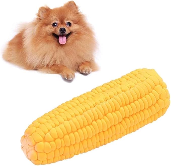 2Pcs Pet Dog Puppy Latex Corn Shape Squeaky Bite-Resistant Interactive Play Chew Toy Pet Supplies Dog Toy Corn, Toys Aggressive Chewers for Small/Medium/Large