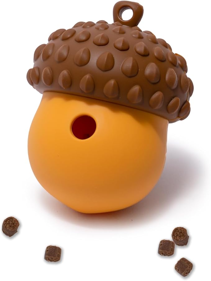 POPUPJOYS Interactive Treat Dispensing Dog Toys for Mental Stimulation & Healthy Eating | Enrichment Treat Toy with Detachable Lid for All Dog Sizes | Food-Grade Silicone, Dishwasher Safe (Brown)