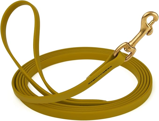 Viper K9 Biothane Working Dog Leash Waterproof Lead for Tracking Training Schutzhund Dog Sport & Search - Odor-Proof Long Line with Solid Brass Snap for Puppy Medium Large 1/2" x 15ft Treasure Gold