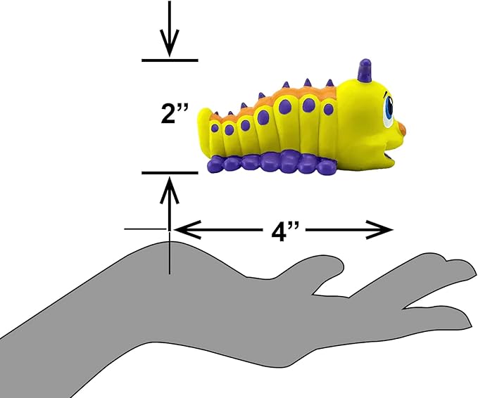 PetSport Naturflex Tiny Tots Small Caterpillar Latex Dog Chew Toy | All-Natural Soft, Squeaky, Non-Toxic Rubber Chew Toy | Safe for Indoor Play | 4.5"