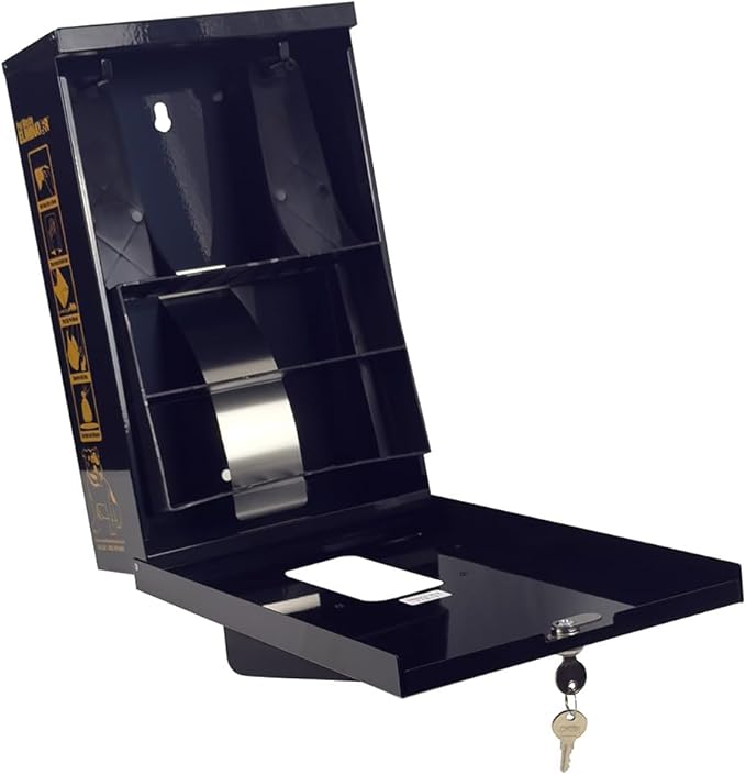 Dog Waste Bag Dispenser - Works with Header & Roll Bags - Outdoor Rustproof Aluminum with Lock & Rainguard - Ideal for HOAs, Apartments, Businesses, Parks (Black)