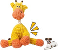 Dog Squeaky Plush Toy with Rope - Durable Stuffed Dog Toy with Built-in Squeaker, Interactive Chew Toy for Small, Medium & Large Dogs (Orange Giraffe)