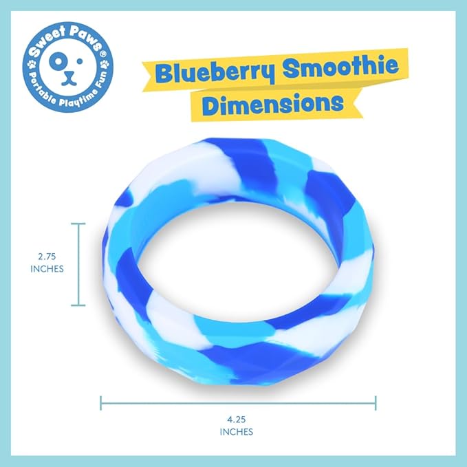 Chunky Teething Rings for Dogs, Bracelet Food Grade Silicone Puppy Chew Toys for Large Puppies, Durable Dog Ring Toy for Medium Large Dogs, Puppy Teething Chews - Blueberry Smoothie