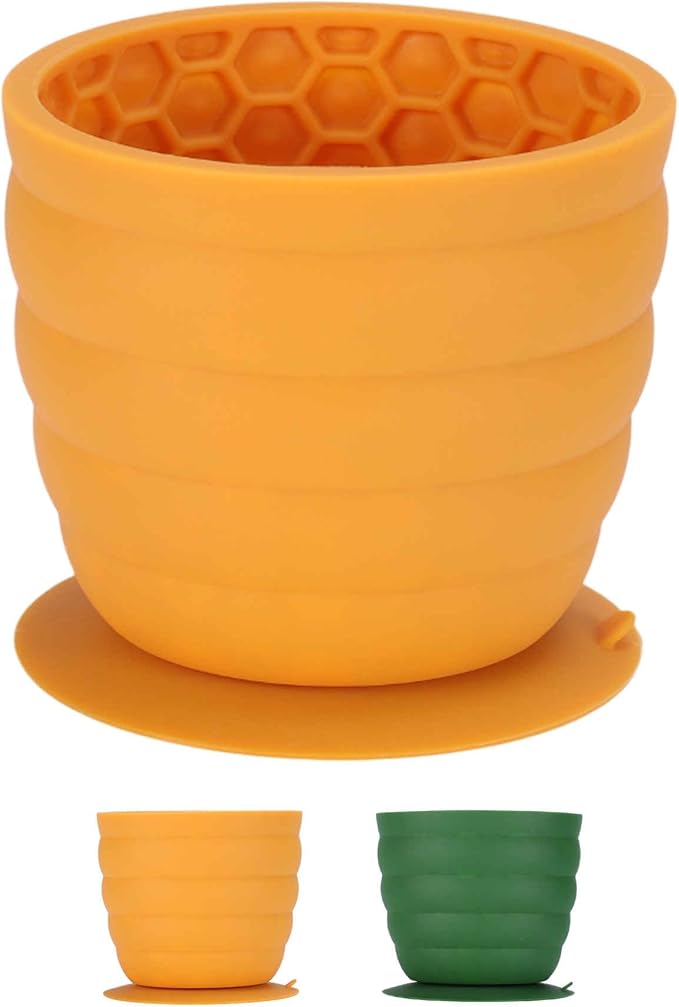 Treat Dispensing Dog Toy, Interactive Puzzle Feeder, Stuffable Chew Toy for Boredom, Enrichment Frozen Treat Dispenser, Yellow, Medium