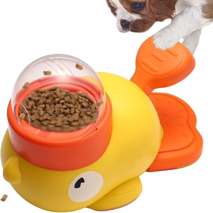 Duck Cat Treat Dispenser, 2026 New Interactive Dog Food Dispenser Toy with Button, Ducks-Shaped Treat Dispenser for Small Medium Dogs (2)