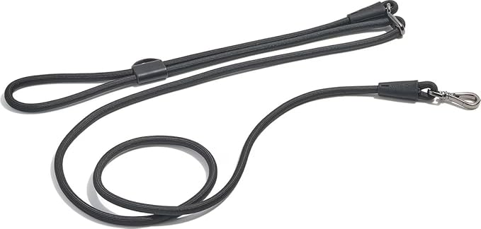 Wild One Hands-Free Adjustable Rope Dog Leash, Standard: 4' to 8.5' Long, .5" Wide, Adjustable for Crossbody, Waist & Handheld, Black