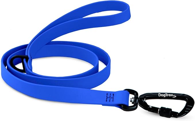 DogTraxs - Essential Dog Leash - for Small-Large Dogs - Waterproof & Odor Resistant - Self Locking Swivel Carabiner Durable - Made in USA - 5 Feet – Cobalt Blue