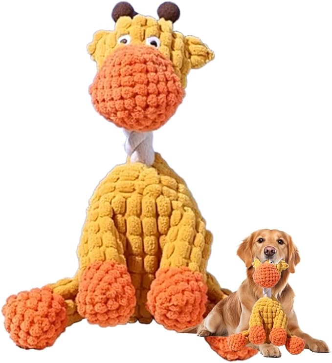 Drkicsy Indestructible Dog Toy, Durable Plush Dog Toys for Aggressive Chewers, Dogs Squeaky Chew Toys for Small Medium Large Dogs Indoor Puppy Teething (Orange)