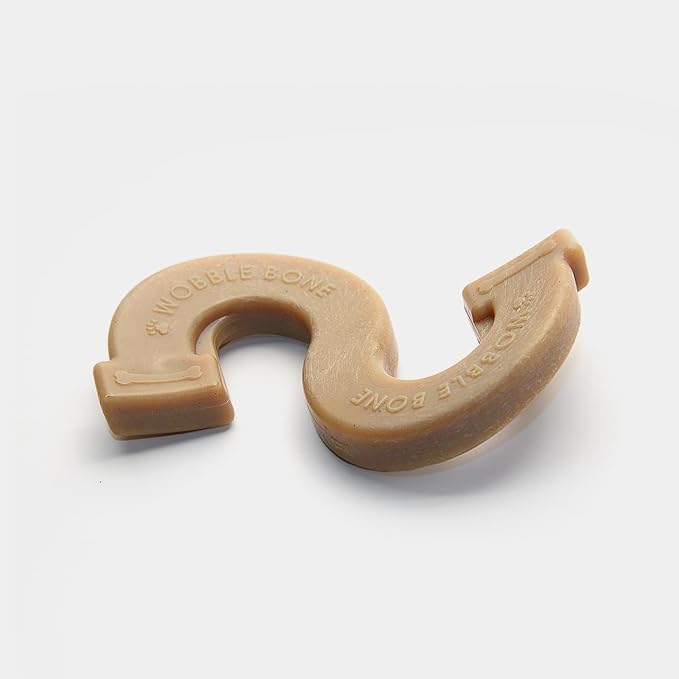 Wobble Peanut Butter Fancy Bone - Delicious & Fun Dog Peanut Butter Toy - Tough Long Lasting Dog Bones Made in USA- Small/Medium Sized Dogs Up to 30 LBS, 3” X 5”