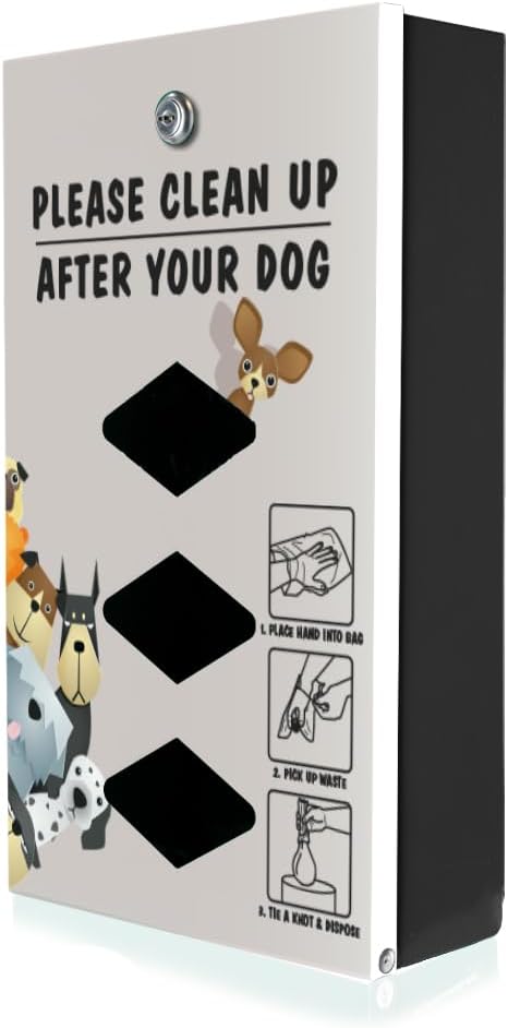 DISPENSE-ART™ collection "Peek A Pup" - Custom UV printed design on rust-proof aluminum 7' dog waste station with 400 dog waste roll bags