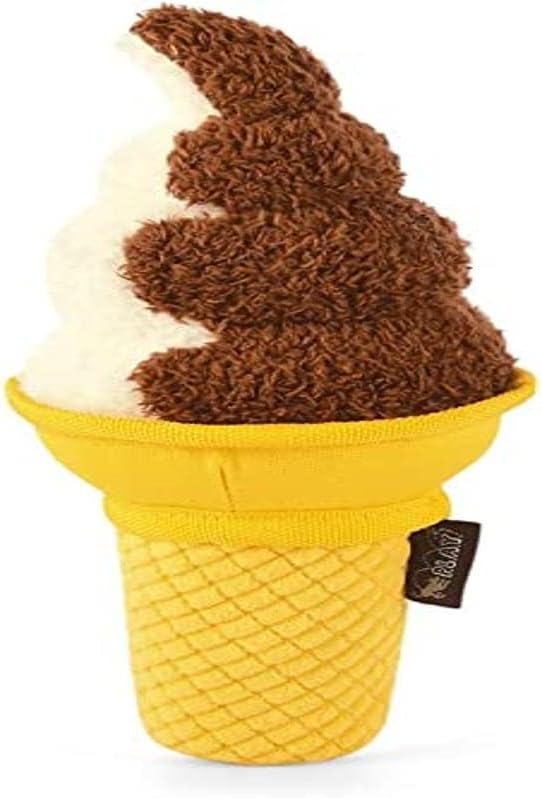 P.L.A.Y. Dog Toys - Junk Food Themed Durable Squeaker Chew Toy, Great for Puppies & All Dog Breeds & Sizes - Machine Washable (Soft Serve Ice Cream)