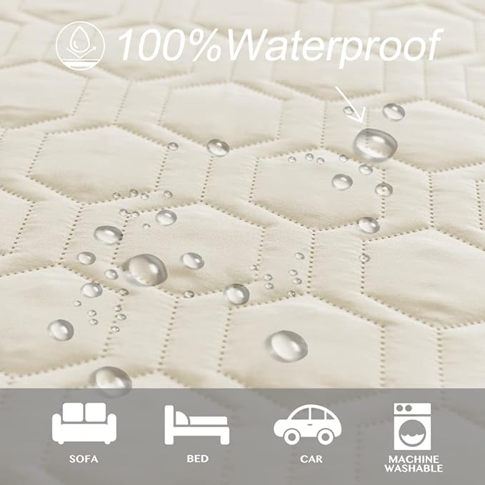 Waterproof and Anti-Slip Dog Bed Cover and Pet Blanket Sofa Pet Bed Mat ，car Incontinence Mattress Protectors Furniture Couch Cover for Most Cats Dogs, Pets（40x50-Ivory）
