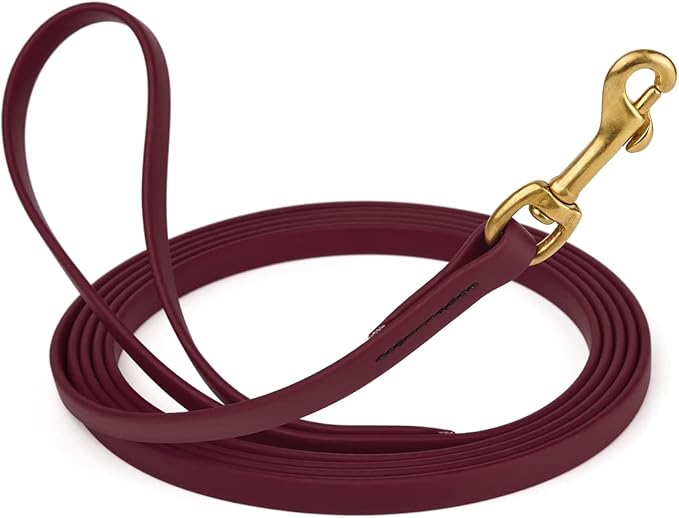 Viper K9 Biothane Working Dog Leash Waterproof Lead for Tracking Training Schutzhund Dog Sport & Search - Odor-Proof Long Line with Solid Brass Snap for Puppy Medium Large 1/2" x 10ft Merlot Burgundy