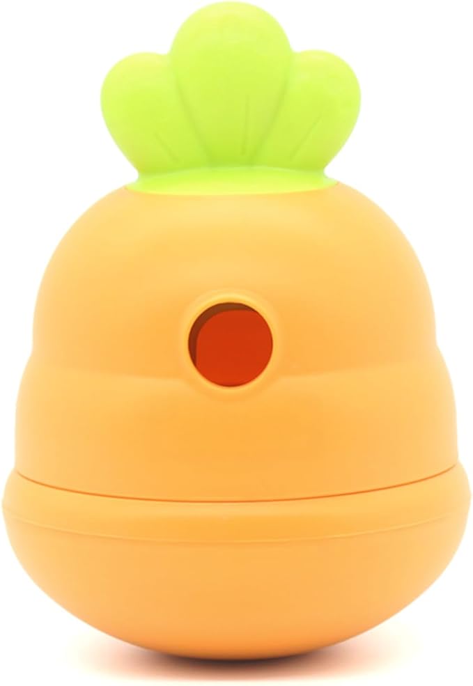 Interactive Treat Dispensing Dog Toy,Natural Rubber Chew Toy for Dog,Carrot Shaped Roly-Poly Toy Design,Fillable Food Puzzle Ball for Small and Medium-Sized Dogs