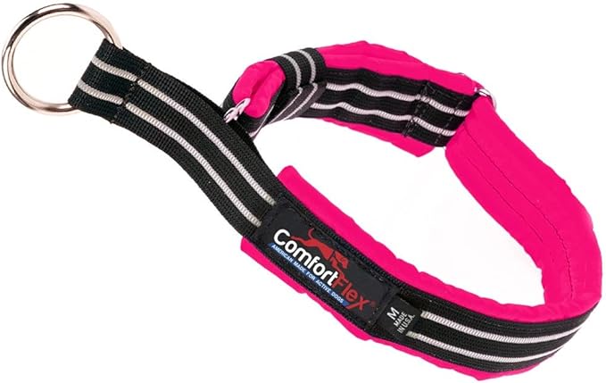 ComfortFlex Premium Padded Martingale Dog Collar – Reflective Waterproof Slip-On Limited Slip Collar for Gentle Control & Escape Prevention - Small, Hot Pink