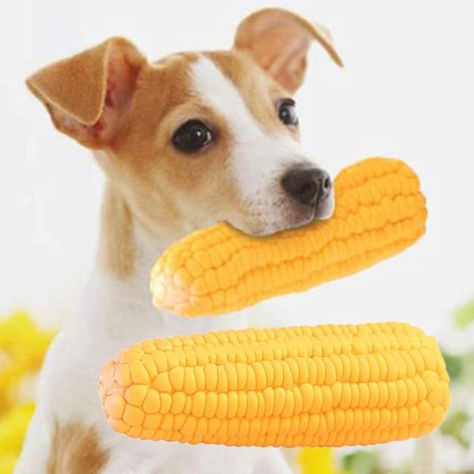 2Pcs Pet Dog Puppy Latex Corn Shape Squeaky Bite-Resistant Interactive Play Chew Toy Pet Supplies Dog Toy Corn, Toys Aggressive Chewers for Small/Medium/Large