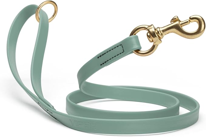 Viper Biothane K9 Working Dog Leash Waterproof Lead for Tracking Training Schutzhund Odor-Proof Long Line with Solid Brass Snap for Puppy Medium and Large Dogs 4ft, Sage Green