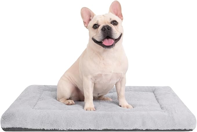 Dog Crate Pad 30 Inch, Washable Plush Crate Mat for Medium Dogs, Non Slip Kennel Pad for Metal Wire Crates, Cushioned Support for Indoor Use, Grey