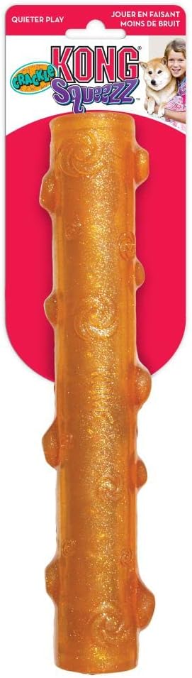 KONG - Squeezz Crackle Stick - Strong Indoor/Outdoor Dog Toy (Assorted Colors) - For Large Dogs