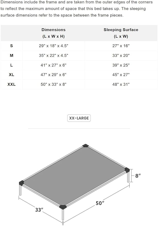 K9 Ballistics Chew Proof Elevated Cooling Dog Bed - Made for Aggressive Chewers, Virtually Indestructible, Ripstop Fabric with No Padding, Pre-Assembled - XXL, Blue Quartz