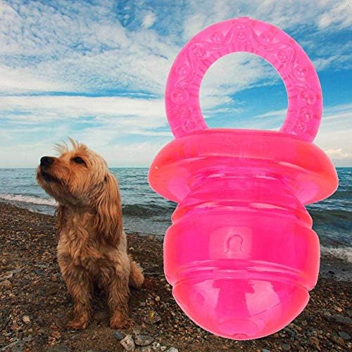 5PCS Pet Dog Chewing Toy, Pacifier Shaped Pet Dogs Teether Teething Sounding Interactive Chew Toy(Red)
