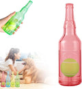 Drkicsy Pet Chew Beer Bottle with Tennis Ball Dog Chew Toy, Water Bottle Interactive Dog Toys for Chewing and Playing, Crunch and Play Bottle Dogs Toy with Squeaky Sound (Red, Small)