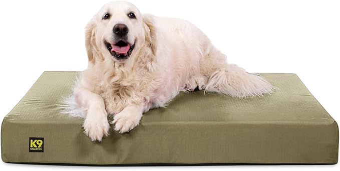 K9 Ballistics Tough Ripstop Orthopedic Rectangle Dog Bed w/Removable Washable Cover, Solid Orthopedic Foam - Large, Sage Green
