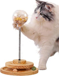 Marchul Cat Ball Toy with Treat Ball, KittenTreat Dispenser Toy with Roller Track Catnip Balls, Interactive Cat Toys Wooden for Indoor Kitten, Food Toy with Automatic Slow Feeder
