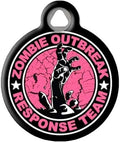 Dog Tag Art Halloween Zombie Custom Pet ID Tag for Dogs and Cats, Personalized Dog Tag with Customized Identification Information, Zombie Outbreak Response Team, Large (1.25" Diameter)