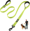 Heavy Duty Double Handle Dog Leash 6 ft Long for Total Control, Padded 2 Handle, Reflective Training Lead for Medium Large Dogs (Green, 6 FT)