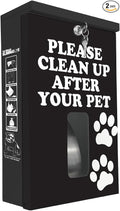 Dog Waste Bag Dispenser - Paw Prints Black Design, Rustproof Aluminum, Lock & Rainguard - Fits Header & Roll Bags - Station/Wall/Pole/Fence Mount