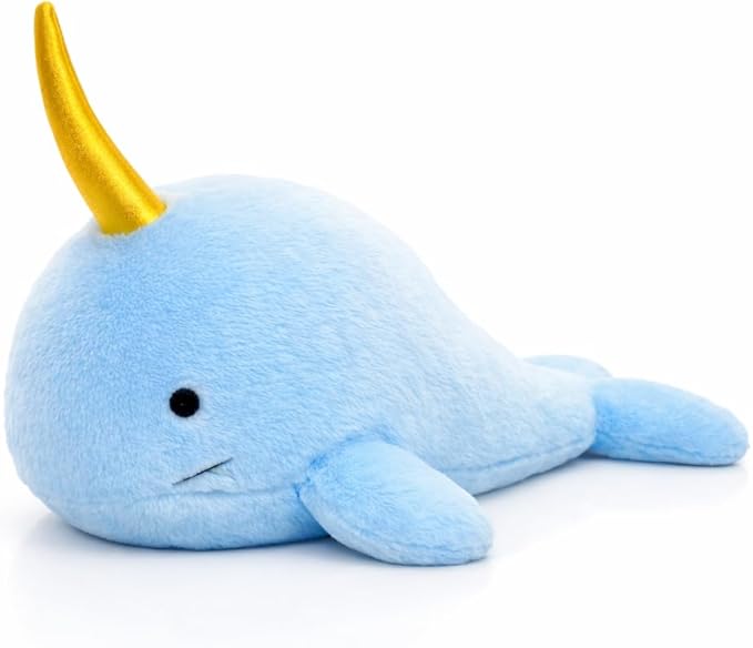Narwhal Dog Toy | Whale Dog Toy | Squeaky Plush Narwhal | Whale Stuffed Squeaky Chew Dogs Toys | Realistic Animal Dogs Toys | Interactive Squeaky Whales | Small/Medium Breed | Blue | 8"