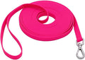Waterproof Dog Training Leash 50FT 30FT 15FT 10FT 5FT Heavy Duty Recall Long Lead for Large Medium Small Dogs (15FT, Pink)