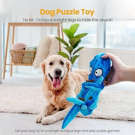 Octopus Dog Toys (2 Pack) – Squeaky & Crinkle No-Stuffing Plush Chew Toys for Puppies and Dogs, Durable Teething Toy for Small, Medium & Large Breeds, Soft Tug & Fetch Dog Toy