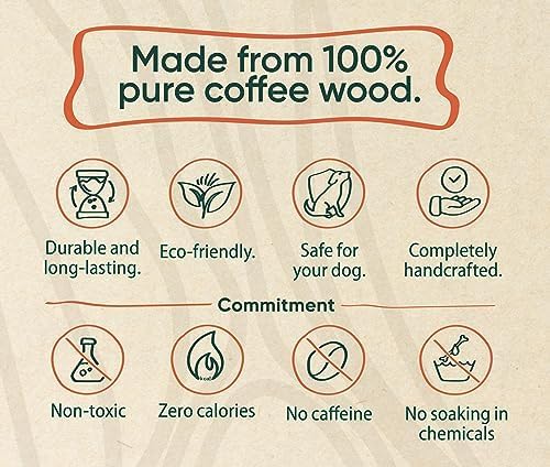 Coffee Wood Dog Chew Stick - 100% Natural Toy Safe, Durable L (Single)