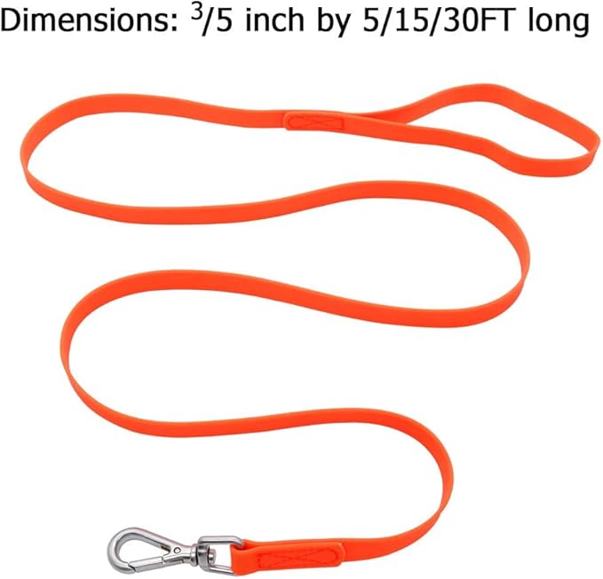 Waterproof Dog Training Leash 50FT 30FT 15FT 10FT 5FT Heavy Duty Recall Long Lead for Large Medium Small Dogs (50FT, Orange)