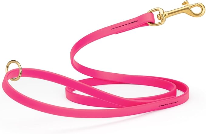 Viper Biothane K9 Working Dog Leash Waterproof Lead for Tracking Training Schutzhund Odor-Proof Long Line with Solid Brass Snap for Puppy Medium and Large Dogs 6ft, Passionfruit Pink