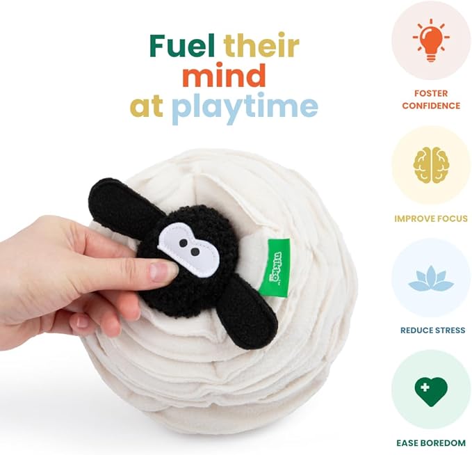 Snuffle Ball, Interactive Plush Enrichment Toy, Treat-Dispensing Puzzle for Dogs, Nosework Sheep Toy, Soft & Washable, Not for Children
