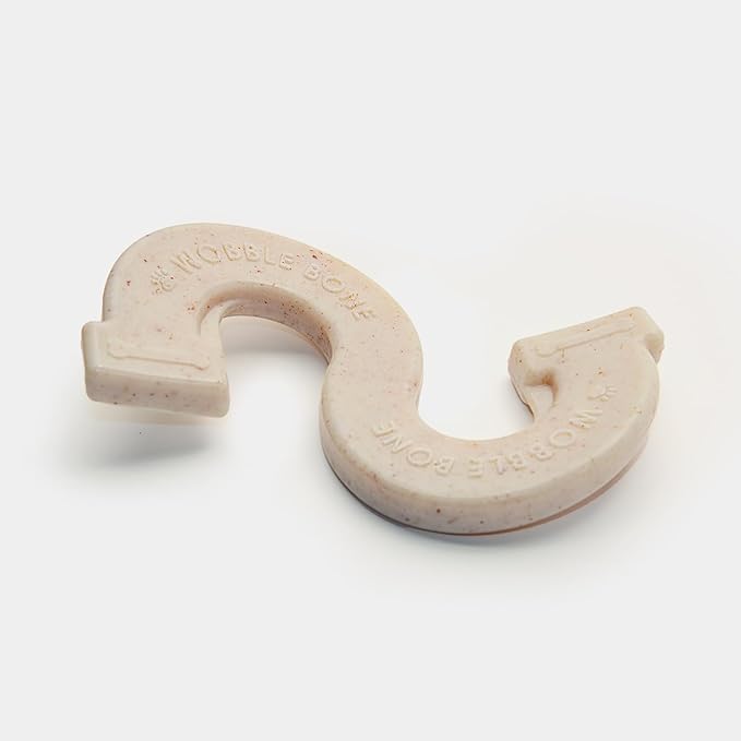 Wobble Bacon Fancy Bone - Delicious & Fun Bacon Dog Chew Toy - Tough Long Lasting Dog Bones Made in USA- Designed for Larger Canines, 3.75In X 6.75In