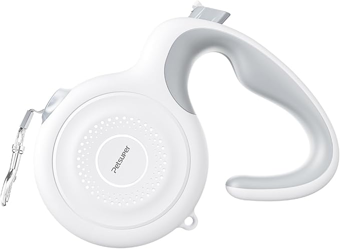AutoBrake Retractable Dog Leash for Medium and Large Dogs, 360° Tangle-Free Dog Leash and 16Ft Strong Nylon Tape, Ergonomically Comfortable and Lightweight Grip Handle (White)