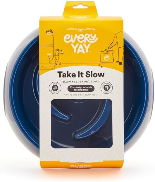 EveryYay by Petco Take it Slow Navy Plastic Slow Feeder Dog Bowl Large
