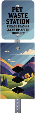 DISPENSE-ART™ collection "Countryside" - Custom UV printed design on rust-proof aluminum 7' dog waste station with 400 dog waste roll bags