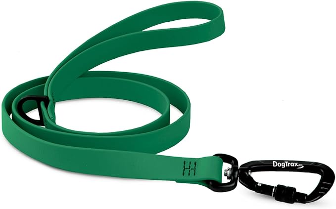 DogTraxs - Essential Dog Leash - Biothane Training Lead - for Small-Large Dogs - Waterproof & Odor Resistant -Self Locking Swivel Carabiner Durable -Made in USA - 4 Feet -Emerald Green